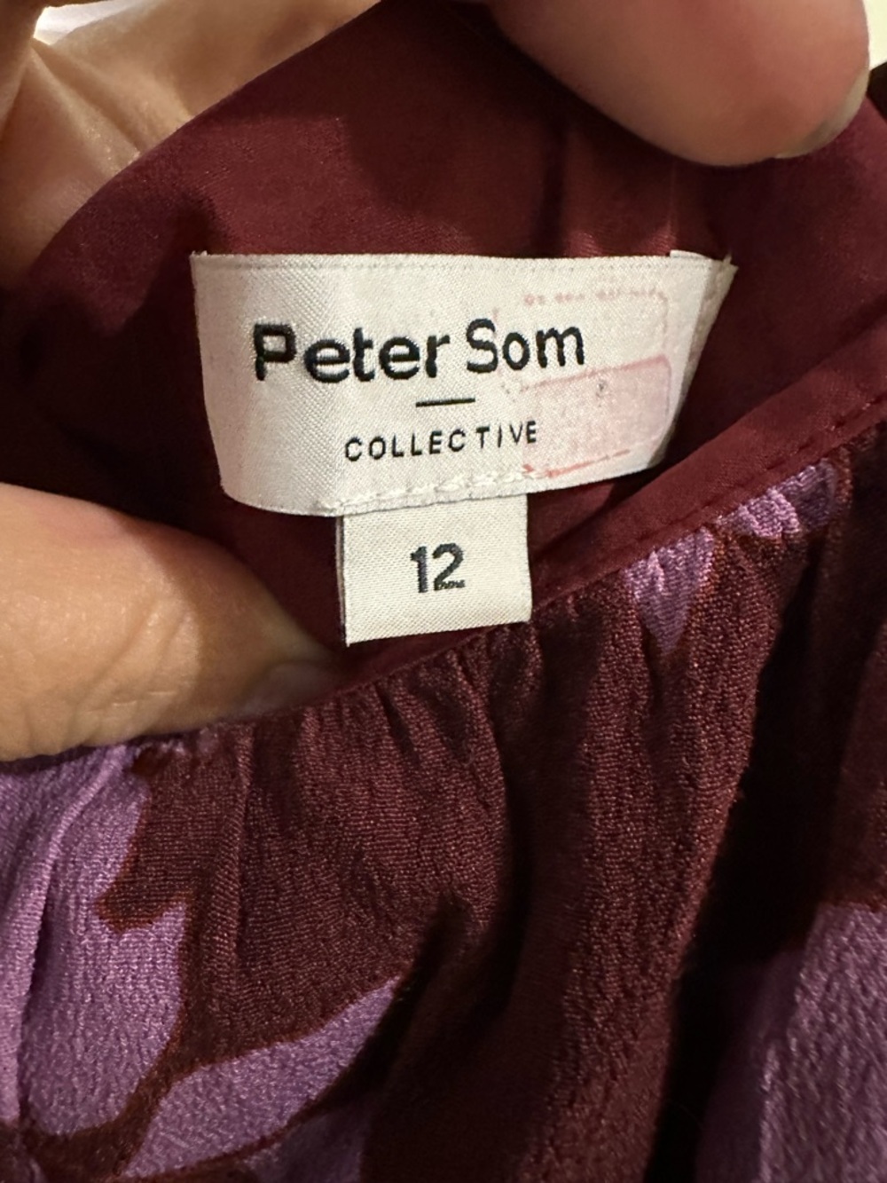 Peter Som Plum Midi Dress with Lilac Floral Print - Picture 2 of 6